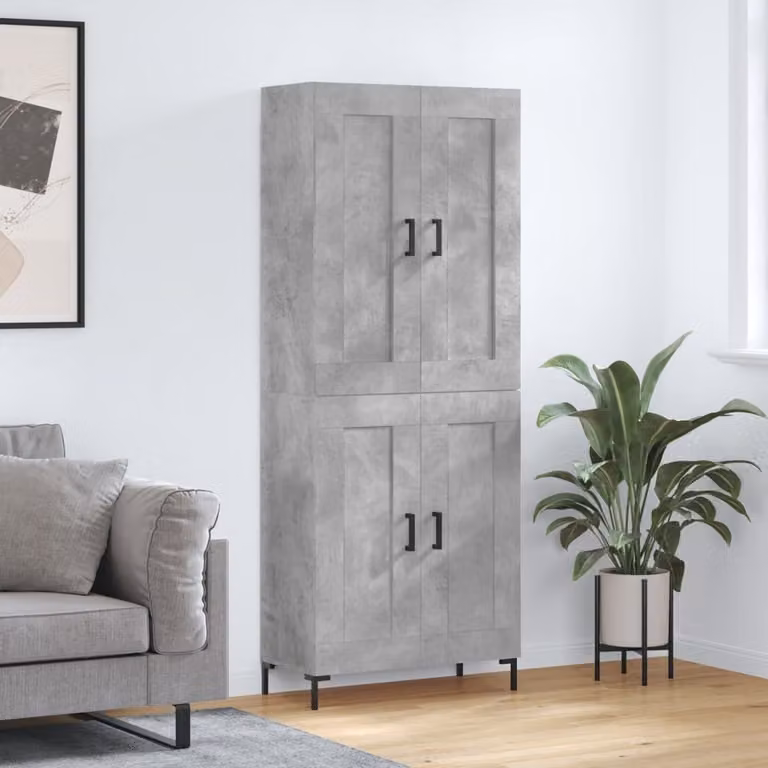 Credenza moderna vidaXL in legno e metallo, Grigio, L: 69,5 cm, P: 34,0 cm, H: 180,0 cm