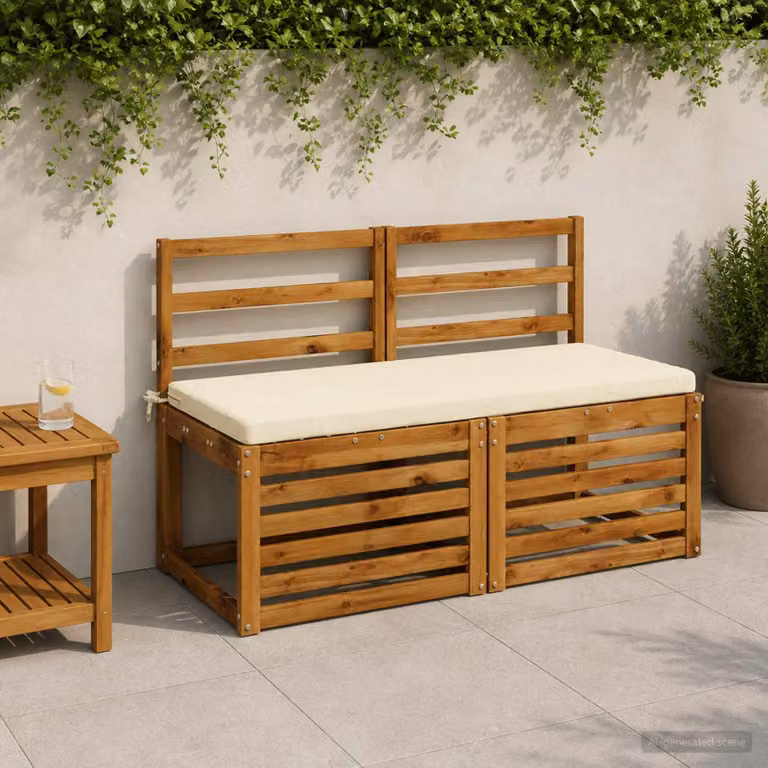 Set di 2 cuscini per panchina vidaXL in poliestere beige con fodera rimovibile e resistente ai raggi UV