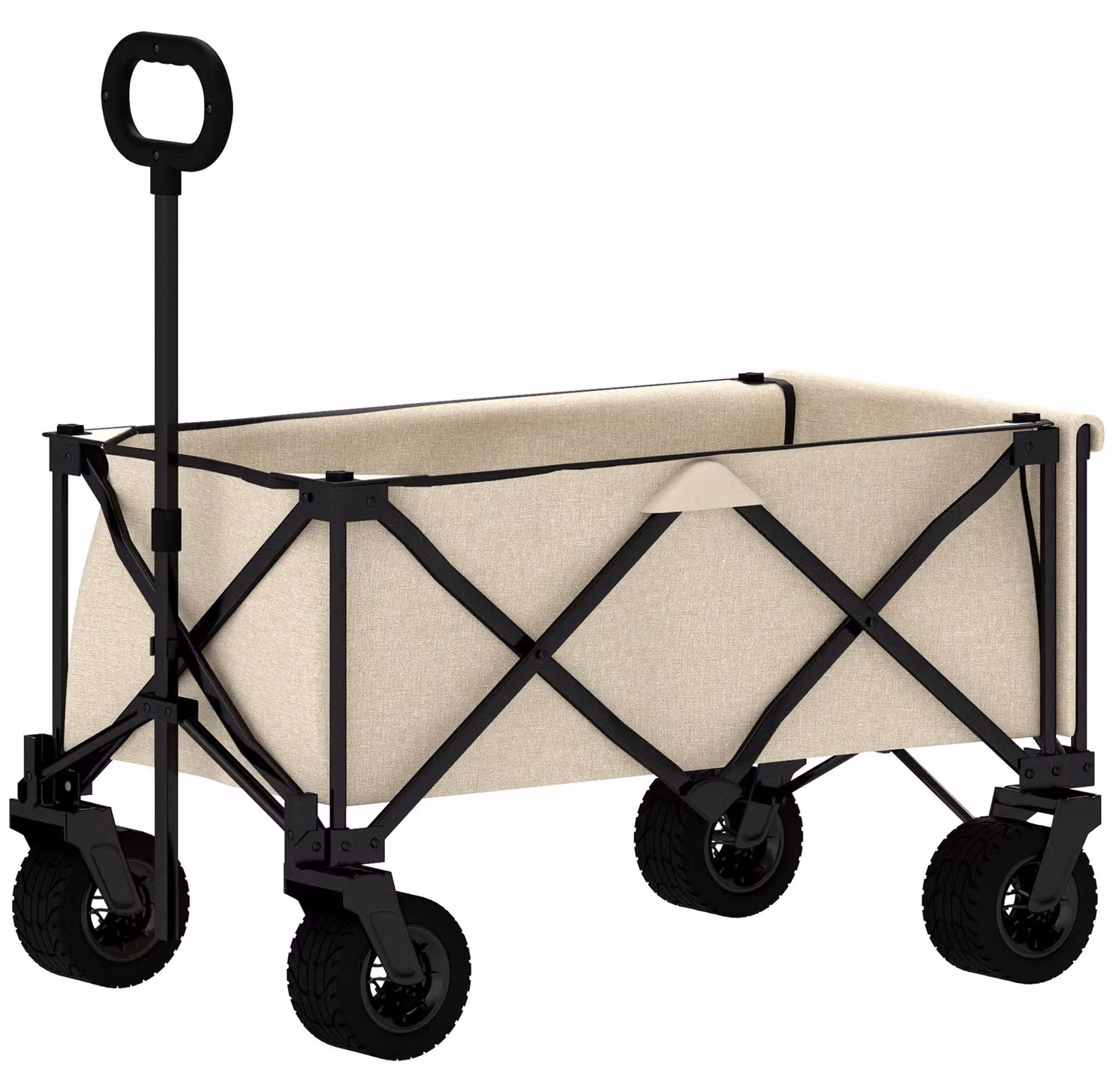 Carrello pieghevole da giardino - Carrello per il trasporto di materiali - Carrello per uso esterno - Carrello di trasporto - Carrello portaoggetti - Colore beige - Capacità di carico: 100 kg
