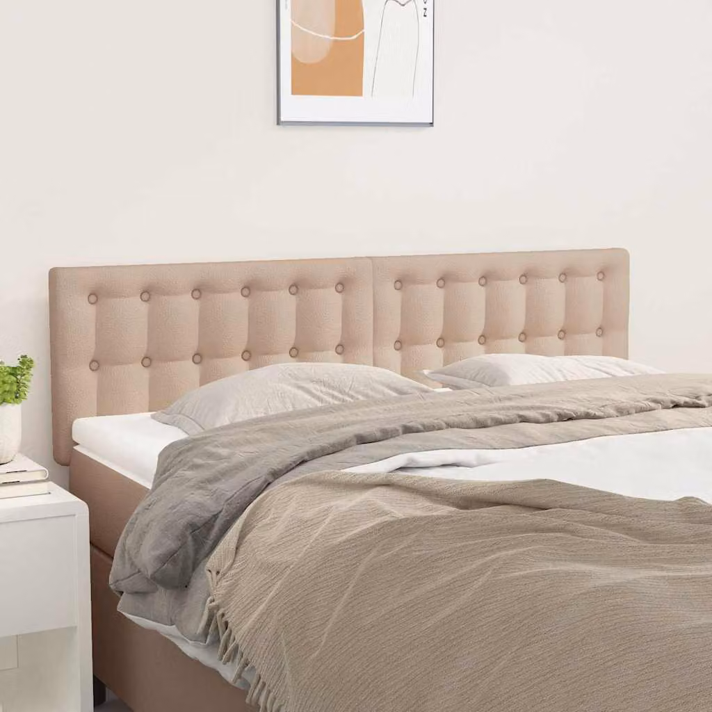 Testiera per letto vidaXL in similpelle color cappuccino, L: 144 cm, P: 5 cm, H: 78/88 cm