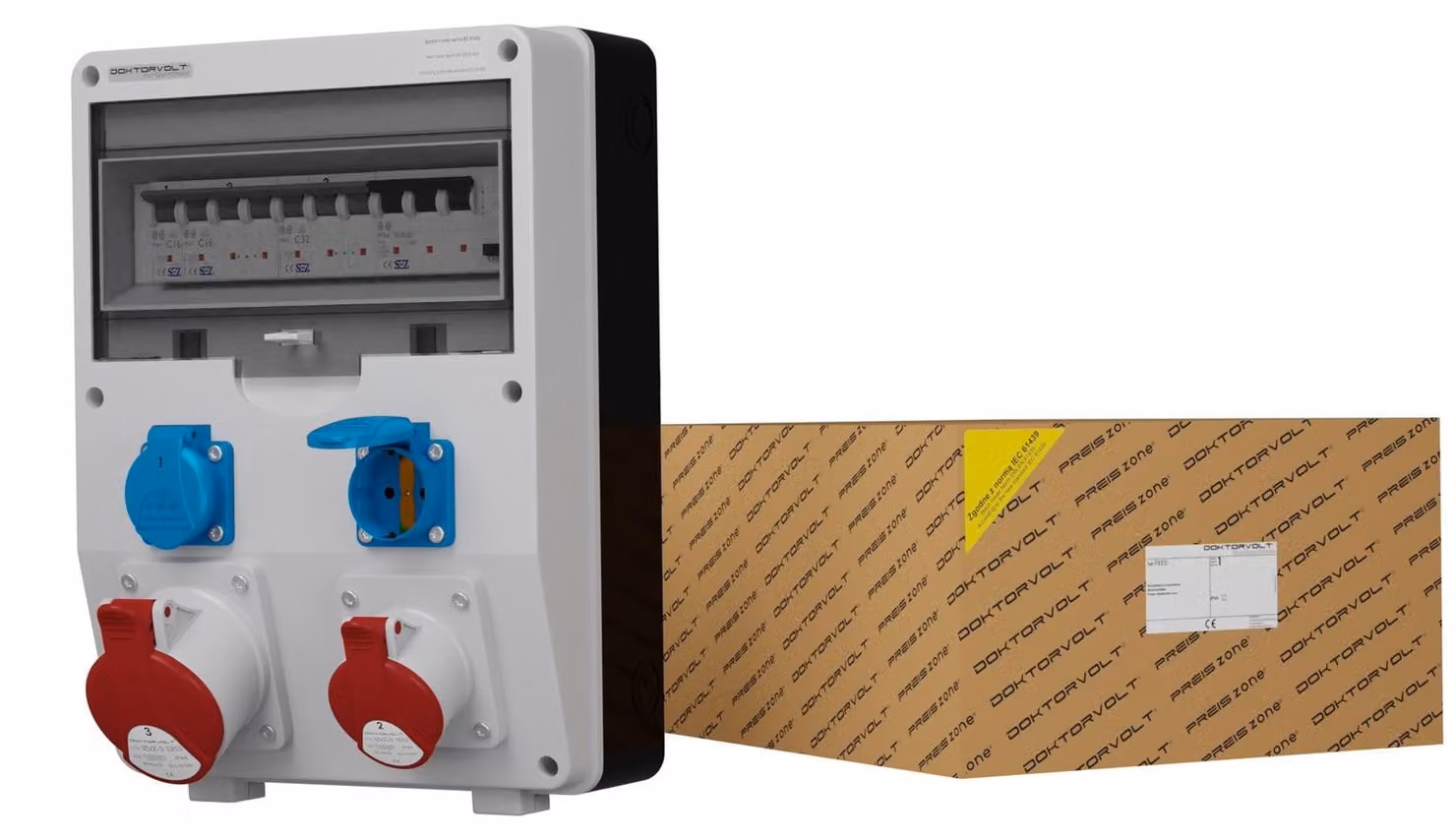 DV-S/FI 32A 16A 2x230V IP54 Schuko Doktorvolt® - Quadro elettrico per edifici