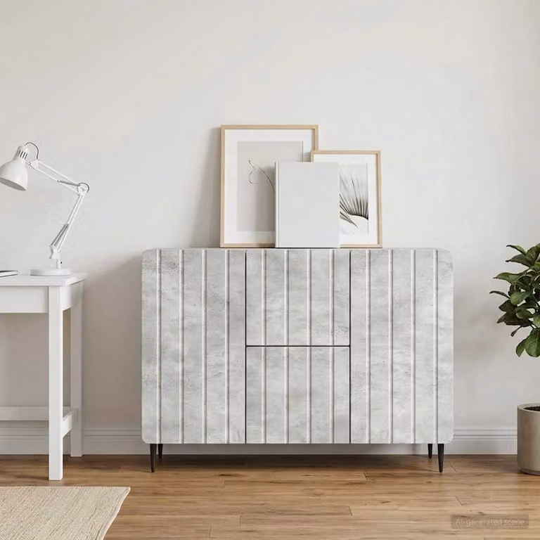 Credenza moderna vidaXL in legno ingegnerizzato e metallo, Grigio, L 89 x P 34,5 x H 62 cm