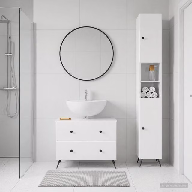 Set di Armadi da Bagno da 2 Pezzi BREDA Bianco Lucido 3417562