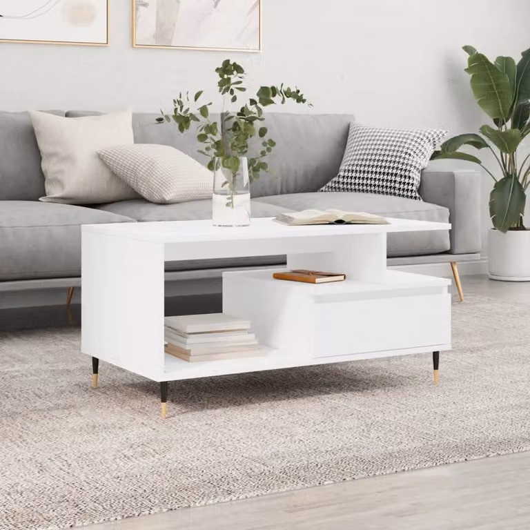 Maison Exclusive - Tavolino bianco 90x49x45 cm Materiale ligneo