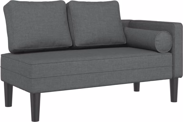 Chaise Longue con Cuscini Grigio Scuro in Tessuto