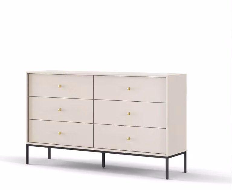 FURNLUX Cassettiera Mono Beige Und Black 154cm / Hauptfarbe: Beige / Dimensioni: 154 x 39 x 91 cm