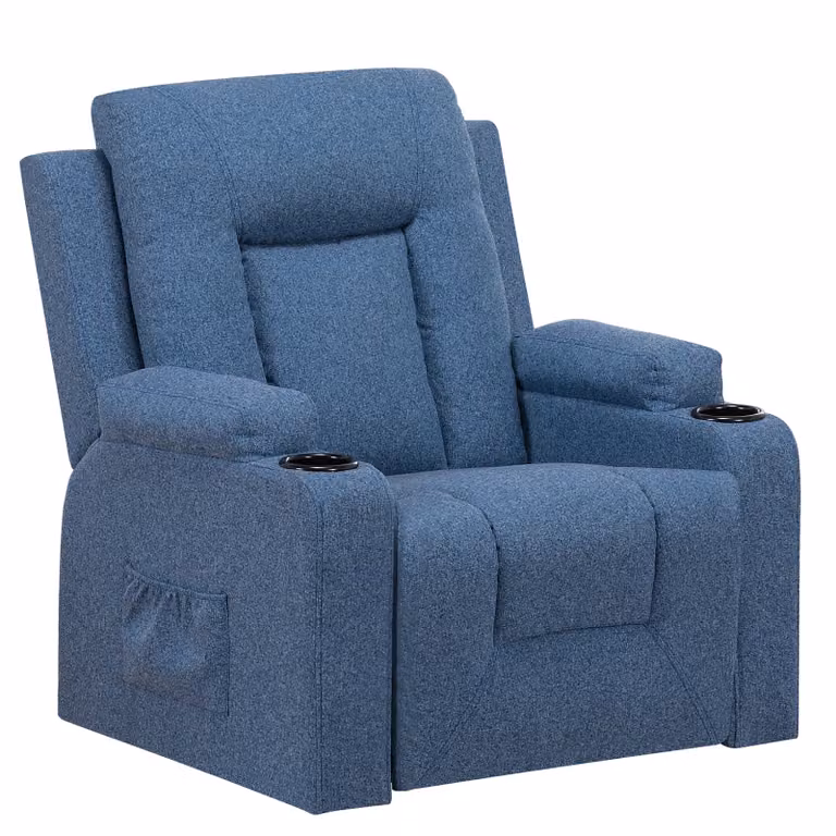 COMHOMA poltrona reclinabile Poltrona TV in tessuto con funzione reclinabile Poltrona TV regolabile, Poltrona reclinabile, tessuto blu