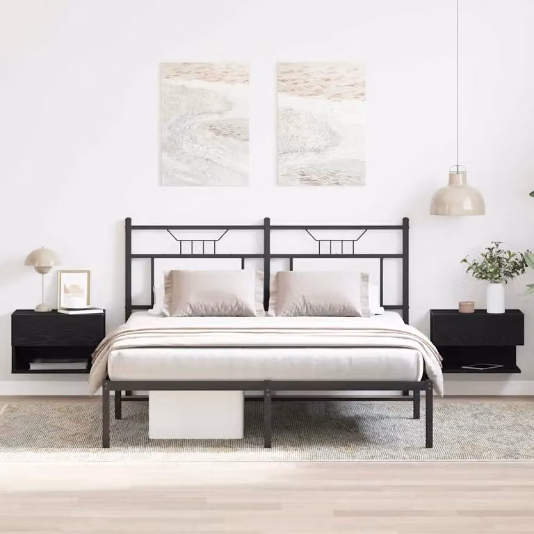 Set di 2 Armadi da Notte vidaXL in MDF Rovere Nero, L 46 cm x P 30 cm x H 30 cm