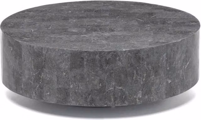 Tavolino da Salotto 85x85xH28 cm in Pietra fossile Round 1 Grigio