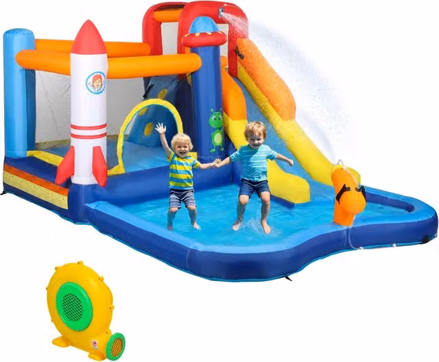 Castello gonfiabile 5 in 1 con scivolo e piscina ¨C zephmum ¨C 550W