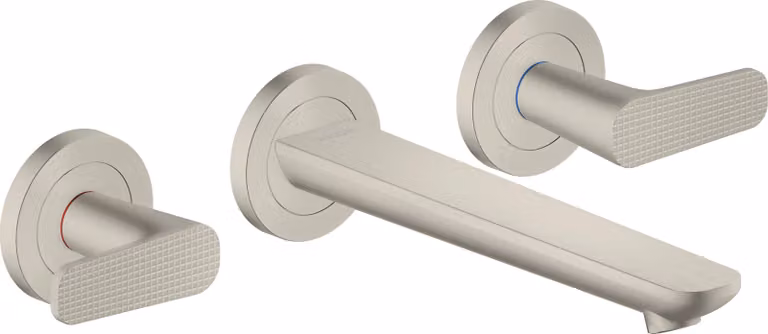 hansgrohe AXOR Citterio C robinetterie de lavabo 3 trous encastrée pour montage mural, bec 195mm, Cubic cut, 49071800, 49071800