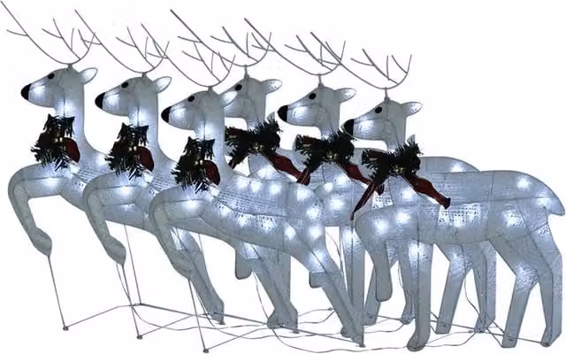 Set di 6 Renne di Natale Bianche con 120 LED per Giardino CFW5469456