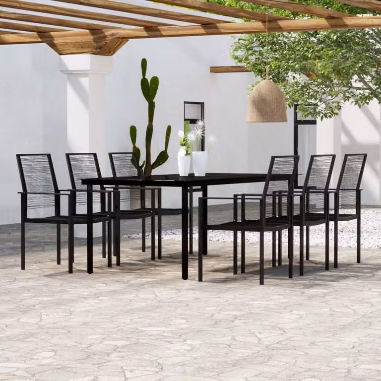 Maison Exclusive - Set da pranzo da giardino 7 pezzi nero