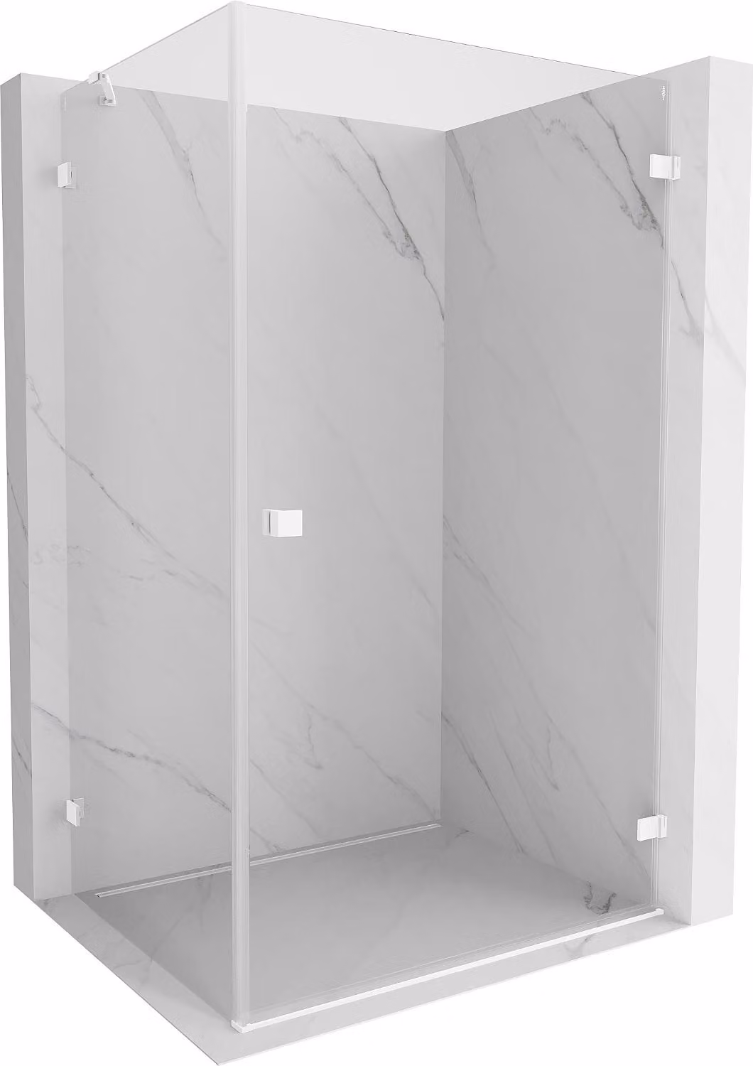Mexen Lunar-B cabina doccia battente destra 100 x 80 cm, trasparente, bianca - 832-100-080-20-00-P