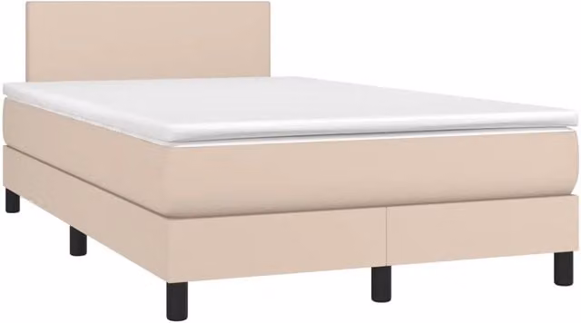 Letto con Materasso Ibrido e Illuminazione LED vidaXL in Similpelle Beige, L/P: 120 x 200 cm