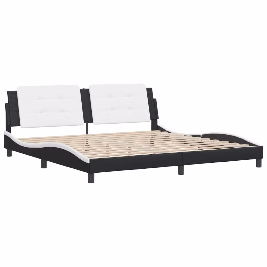 Giroletto senza Materasso Zadar Bianco e Nero 200x200 cm in Pelle finta