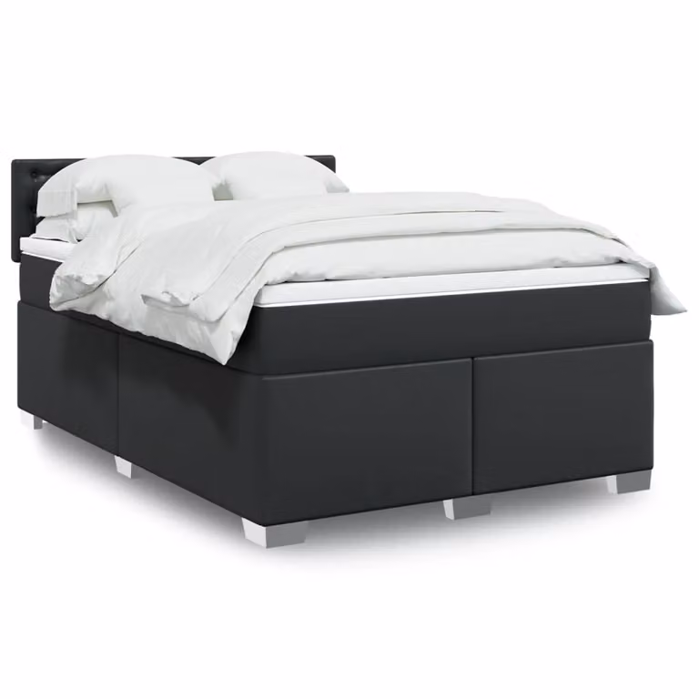 vidaXL Giroletto a Molle con Materasso in Similpelle Nero L/P/H: 140 x 200 cm