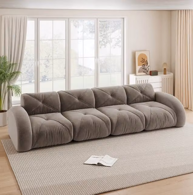 Divano modulare senza telaio in chenille 32D; 358x95x76 cm; taupe