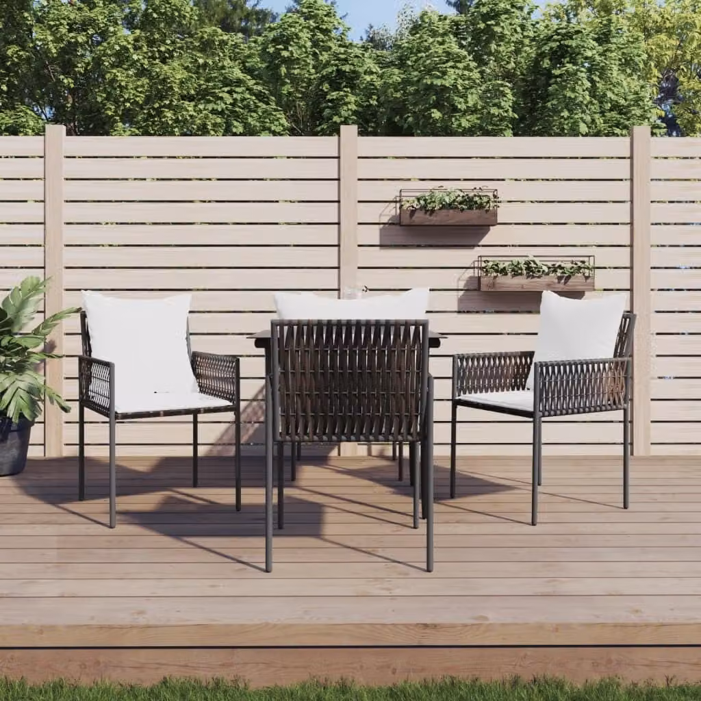 The Living Store Set da pranzo da giardino 5 pezzi con cuscini in poly rattan e acciaio