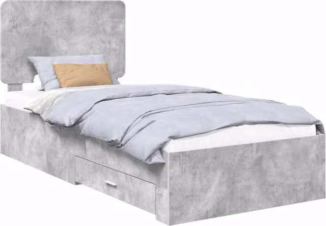 Letto singolo | Letto per adulti | Struttura del letto con testiera Grigio cemento 70 x 190 cm