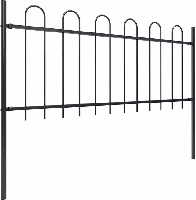 Recinzione da Giardino | Recinzione da cortile con Parte Superiore ad Anello in Acciaio 714,5x80 cm Nero