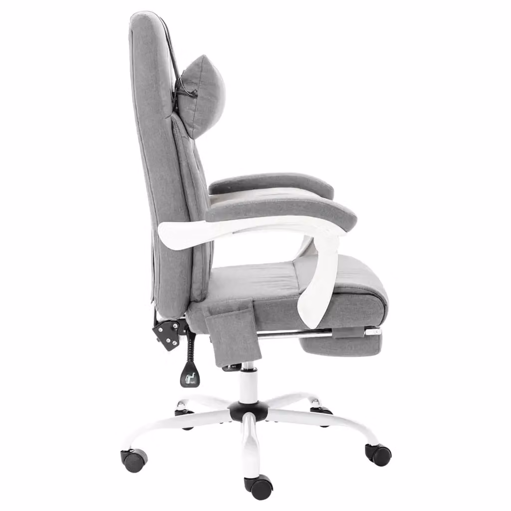 Sedia da ufficio ergonomica vidaXL in tessuto grigio con poggiatesta e braccioli – 2