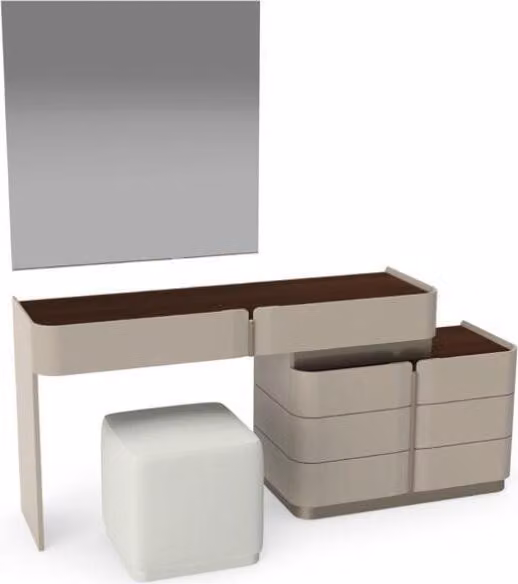 Schminktisch Spiegel schick weißer Hocker Komplett Set Schlafzimmer 3tlg