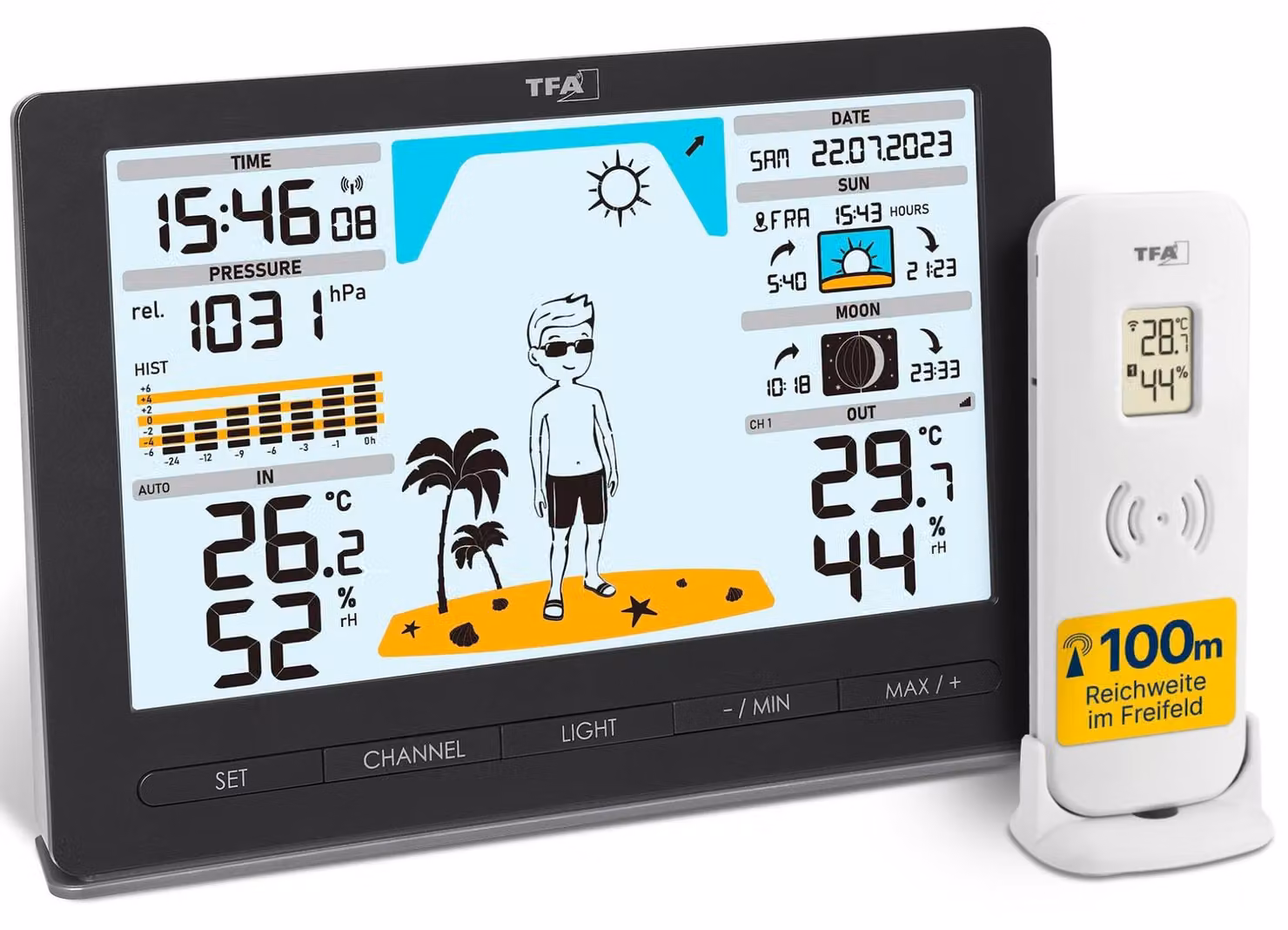 Stazione meteorologica TFA Dostmann Funk METEO JACK con sensore esterno, esclusiva di Amazon