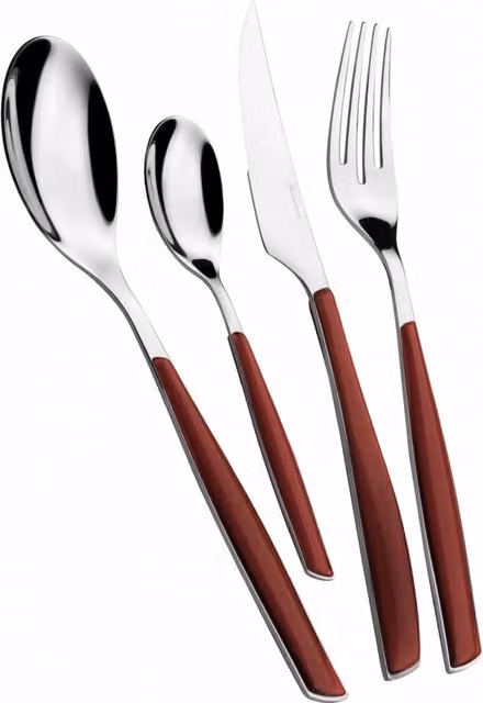 Set di posate Glamour Casa Bugatti 24 pezzi in acciaio inox rivestito colore rosso con custodia window