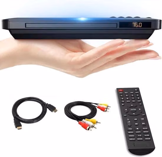 Lettore DVD Slim Full HD con ingresso HDMI e USB, risoluzione 1920x1080, colore nero