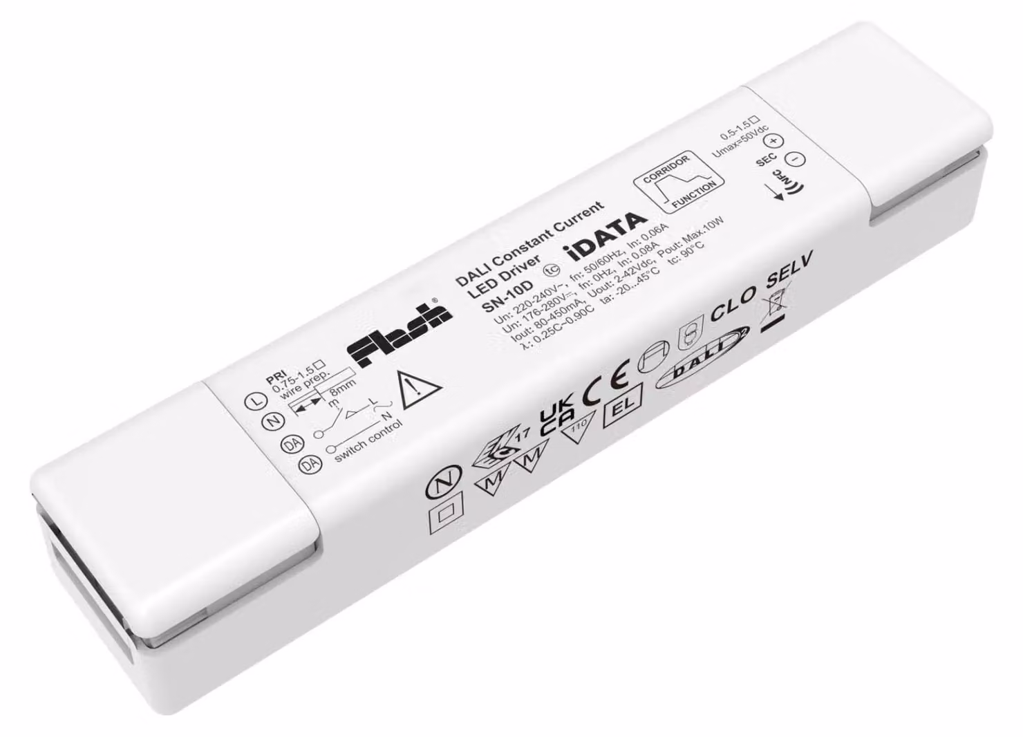 DRIVER MINI ARELUX CC DALI, dimmerabile. 80mA, 2-42V; 230mA, 2-42V; 450mA, 2-22V. Potenza: 10W. Grado di protezione: IP20