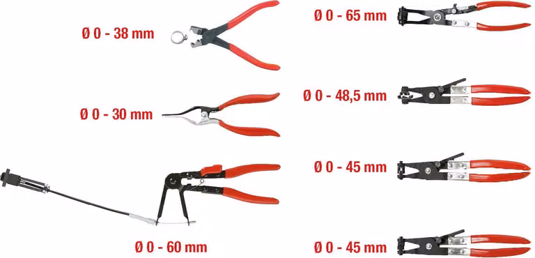 KS TOOLS KFZ Schlauchschellenzangen-Satz, 7-tlg. (115.1055)