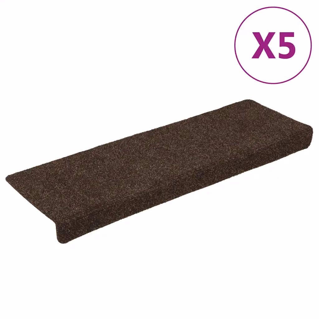 vidaXL Tappetini per scale autoadesivi 15 pz 65x21x4 cm marrone