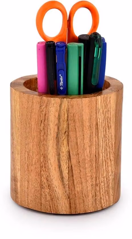 Organizer da scrivania rotondo in legno, multifunzionale, 10 cm