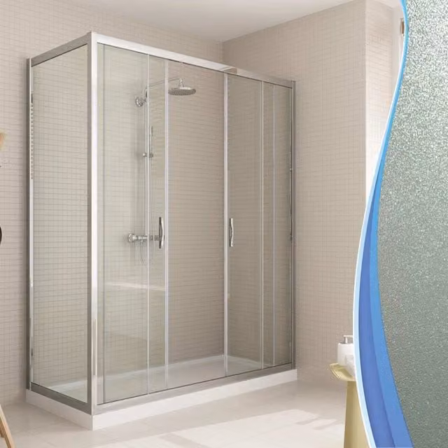 Box Doccia Angolare 75x130 cm 2 Ante Scorrevoli in Cristallo Opaco 6mm H198 Fosterberg Viborg Duo
