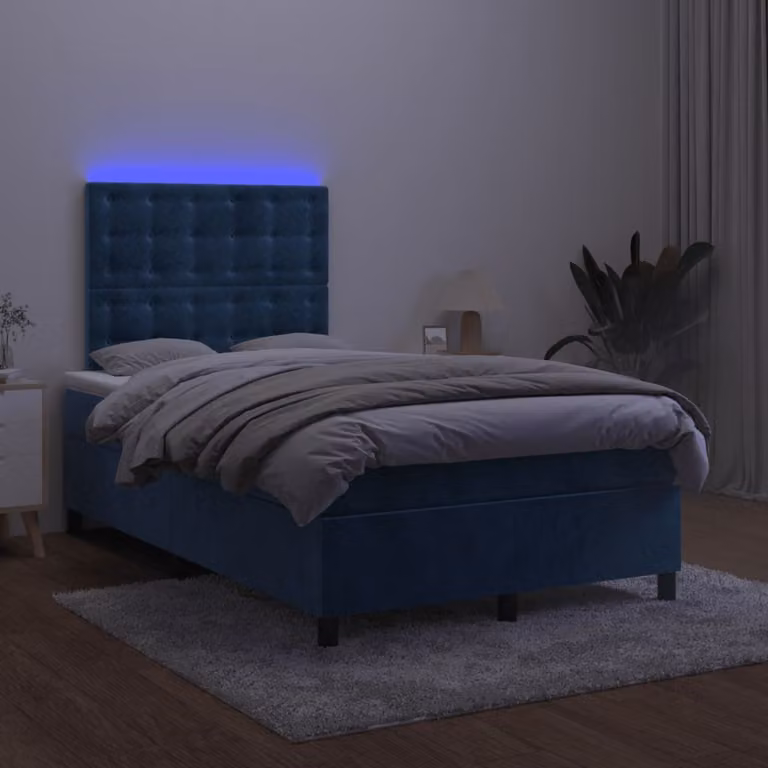 Maison Exclusive - Letto a Molle con Materasso e LED Blu Scuro 120x200cm