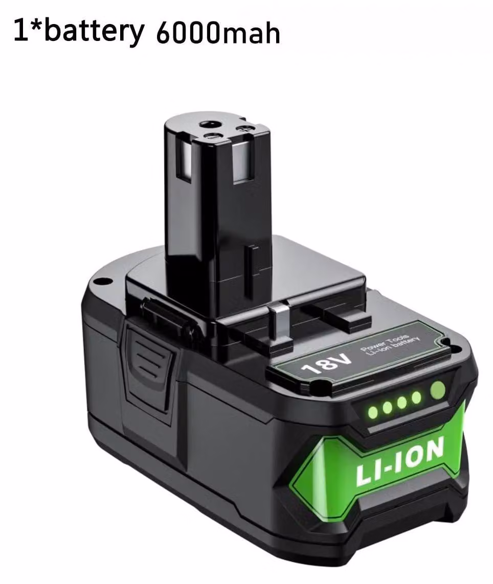 Batteria di ricambio da 18V - 6,0Ah, 6000mAh, agli ioni di litio - Per utensili a batteria - Compatibile con i modelli P102, P103, P104, P105, P107, P108 - Confezione da 1 pezzo