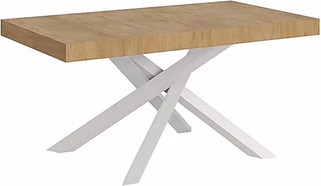 Tavolo allungabile Volantis Itamoby colore quercia natura con gambe bianche L: 200-460 cm, P: 90 cm