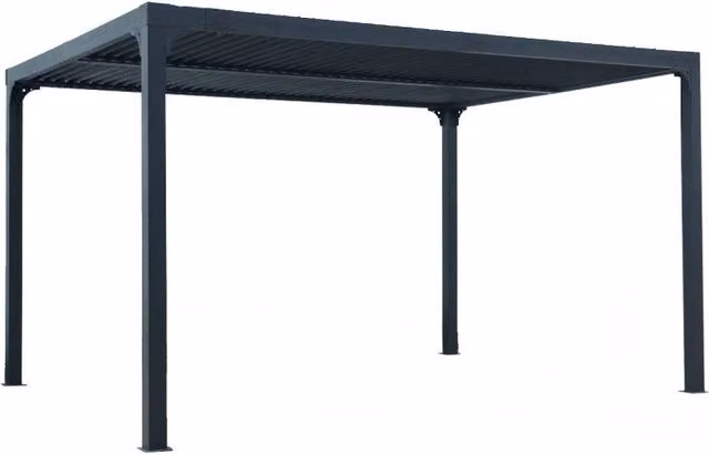 Pergola bioclimatica Habrita in alluminio antracite con lamelle orientabili L/P: 360 x 300 cm