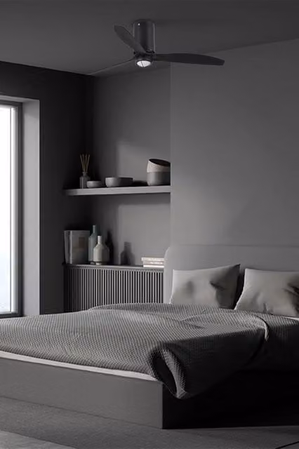 FARO Ventilatore da soffitto con luce LED 3000K Ø1280 mm 6 velocita motore DC funzione inversa telecomando nero opaco acciaio e vetro pale in ABS FARO-32043_10