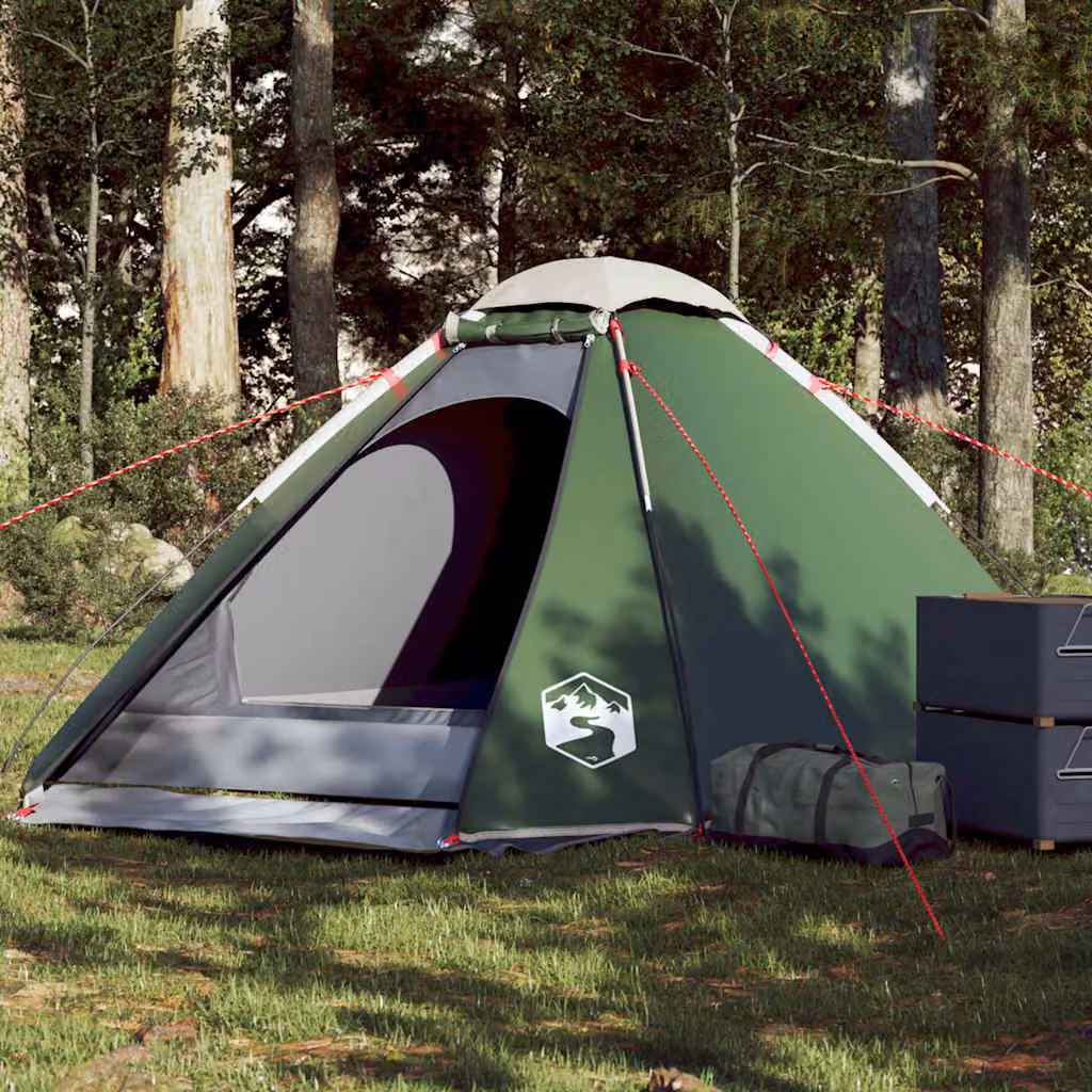 Tenda da campeggio a cupola vidaXL per 4 persone, impermeabile, verde