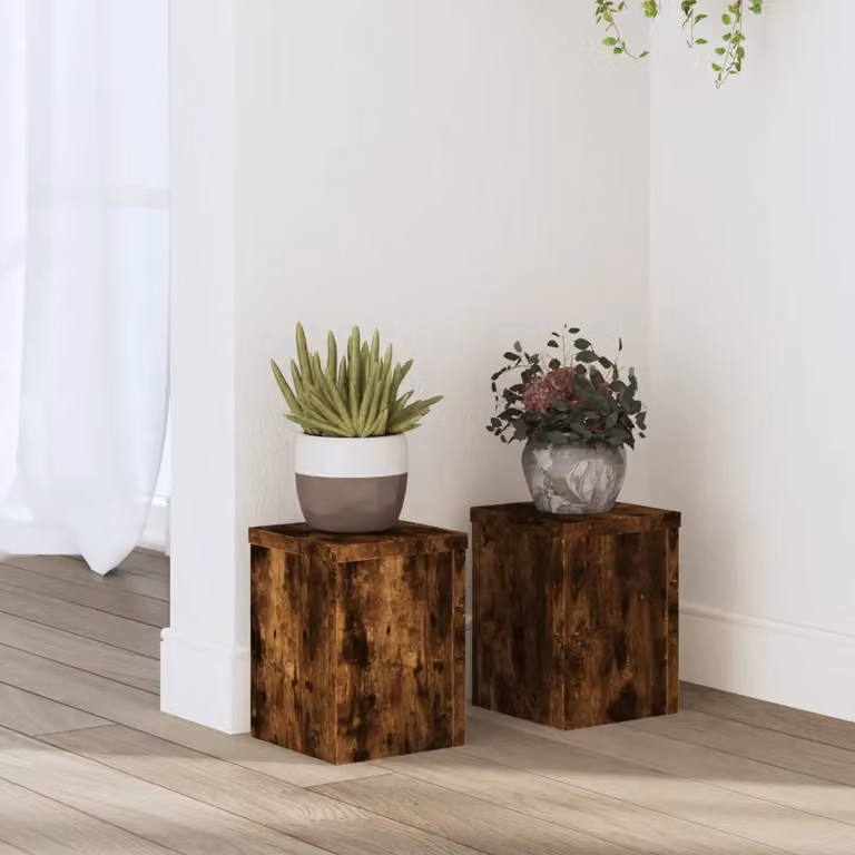 Set di 2 supporti per piante vidaXL in legno marrone, L/P/H: 15 x 15 x 20 cm