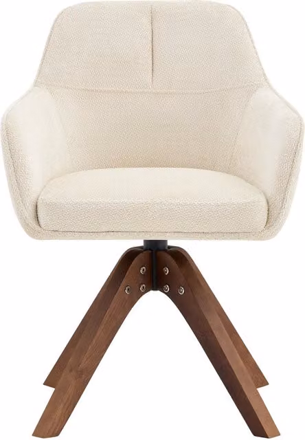 Set di 2 sedie da sala da pranzo girevoli 82 cm tessuto beige, gambe in legno noce