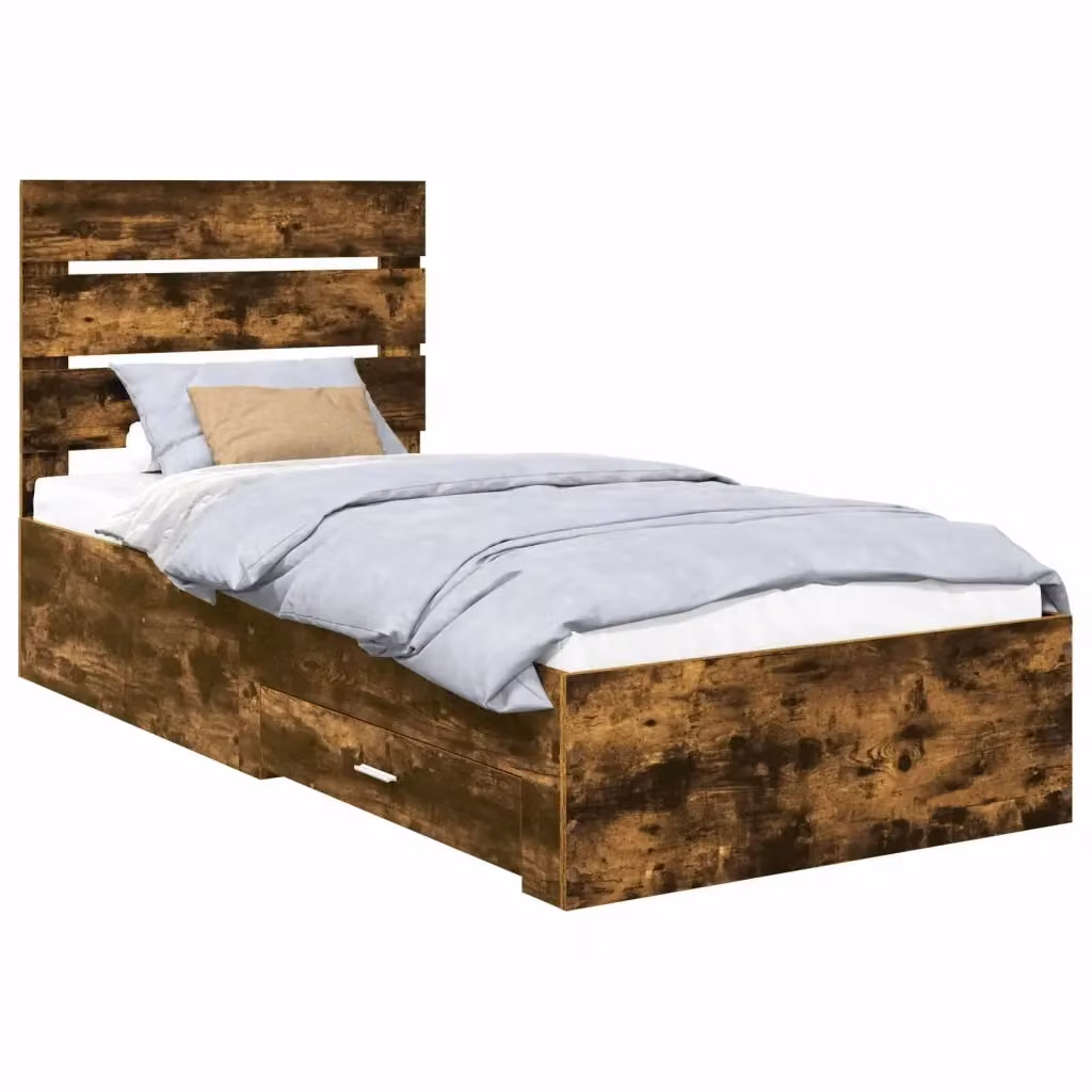 Struttura letto con cassetti Design In in legno Rovere e Argento L 190 x P 80 x H 78 cm – 2