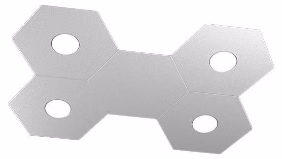 Plafoniera Moderna 5 Moduli Hexagon Metallo Grigio 4 Luci Led 12X4W