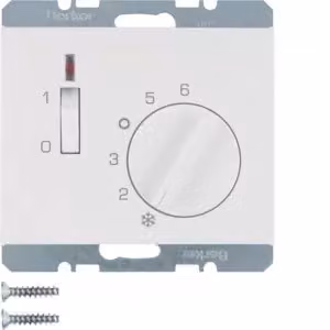 Berker 20317109 Termostato 24 V con contatto di apertura, elemento centrale, interruttore a bilanciere e LED bianco polare,
