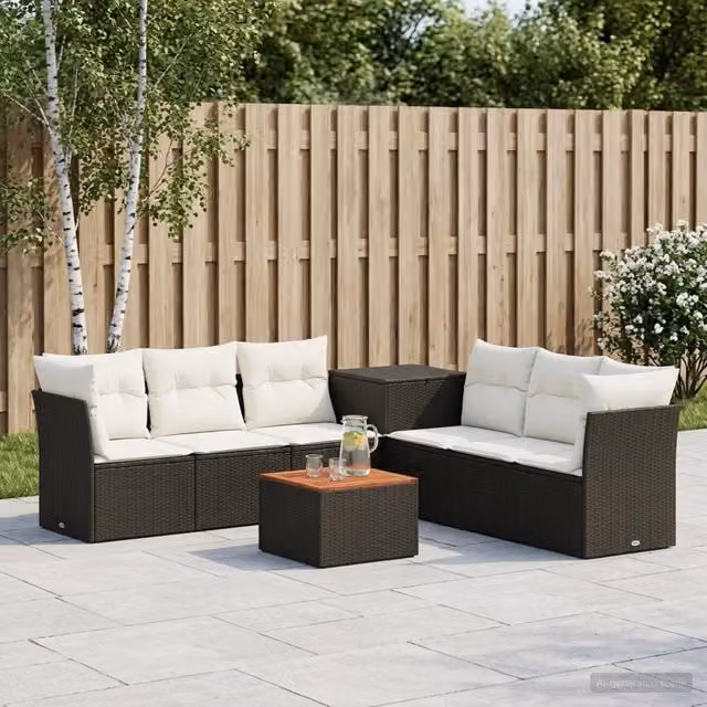 Set di divani 8 pz Nero e Bianco Crema 55 x 55 x 37 cm 3448267