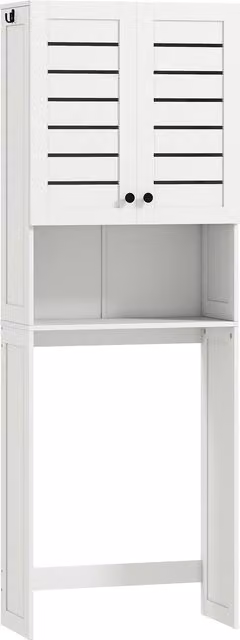 Mobile da bagno HOMCOM sopra WC in legno bianco con armadietto a 2 ante e ripiano aperto, L: 67 cm, P: 31.5 cm, H: 190 cm