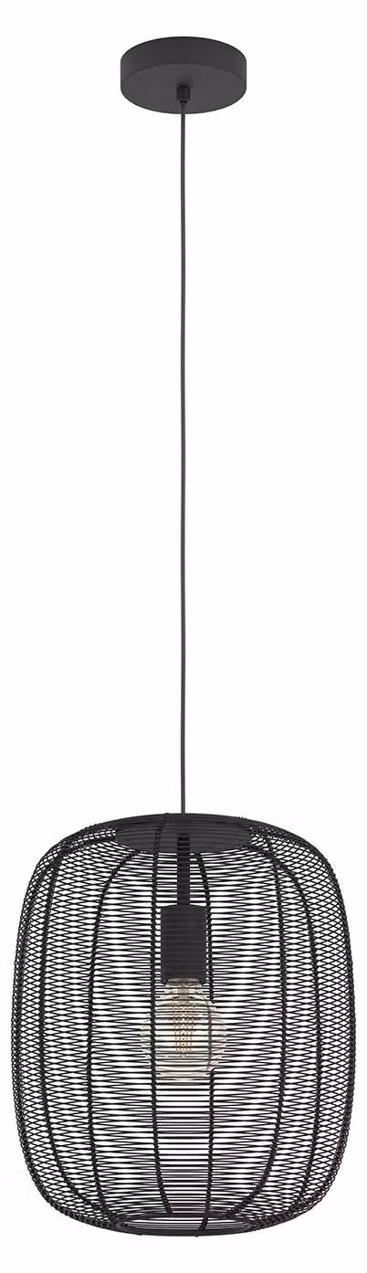 Lampadario A Sospensione Vintage Rinroe Acciaio Nero 1 Luce E27