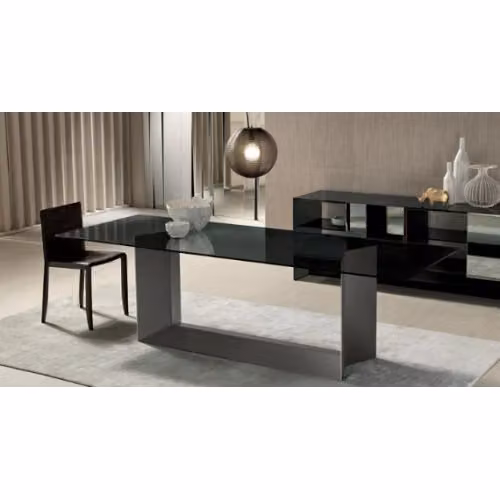 Tavolo T5 fisso con piano in vetro e base in metallo Tonelli Design